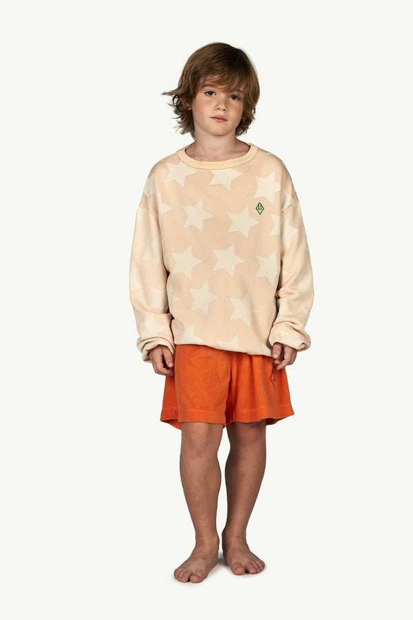 Beige Stars Bear Sweatshirt MODEL FRONT