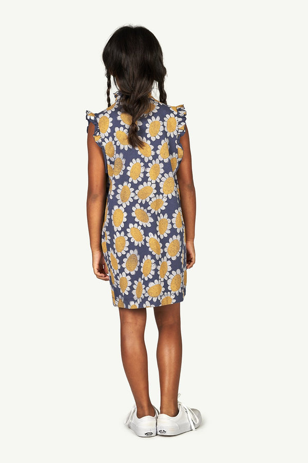 Navy Flowers Albatros Dress MODEL BACK