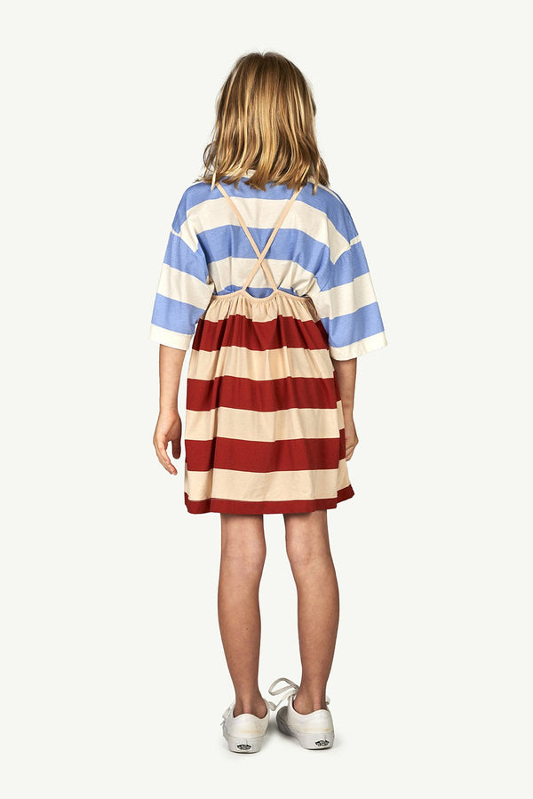 Beige Stripes Otter Dress MODEL BACK