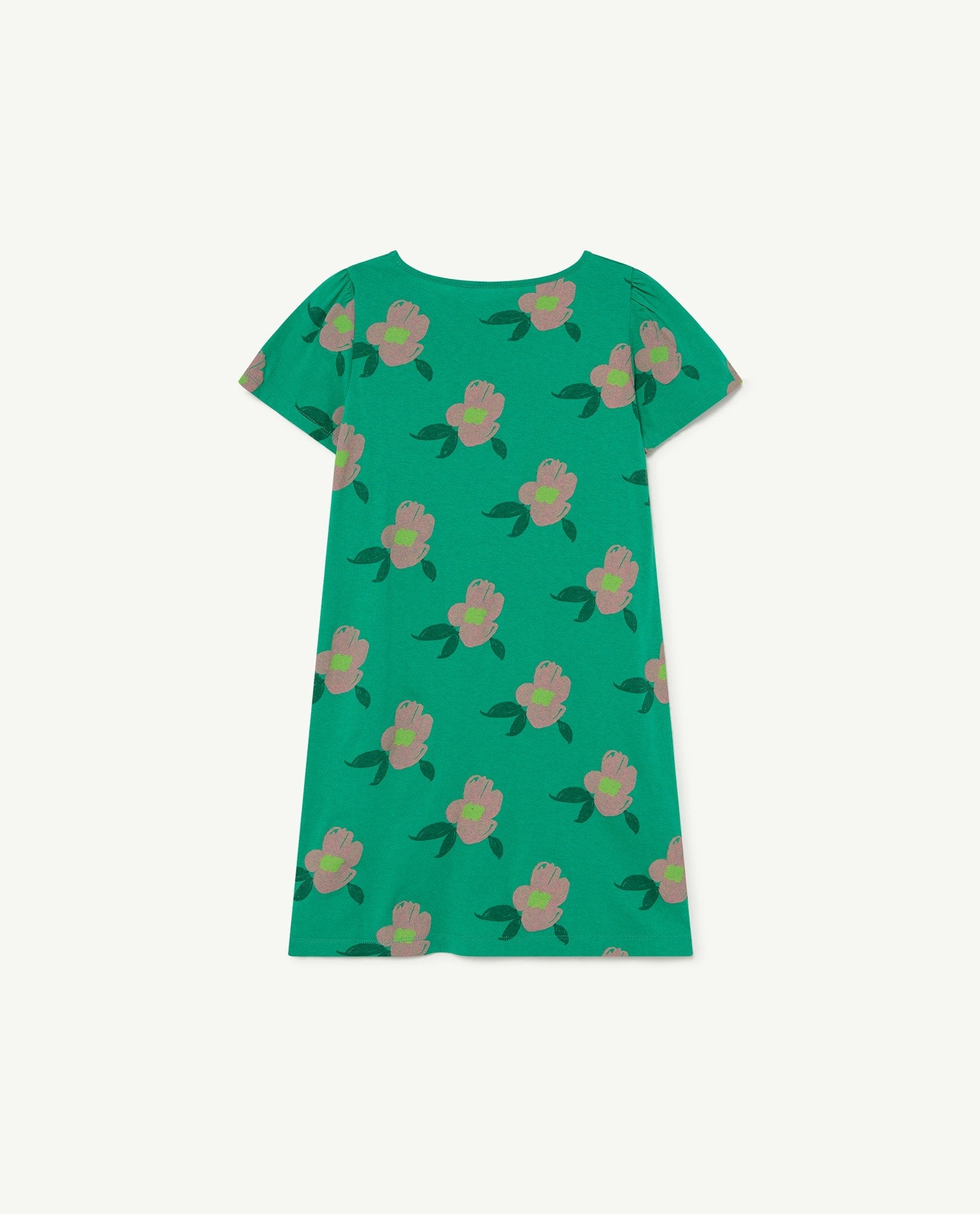 Green Flowers Flamingo Dress PRODUCT BACK