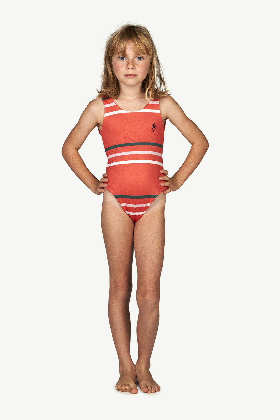 Red Stripes Trout Swimsuit MODEL FRONT