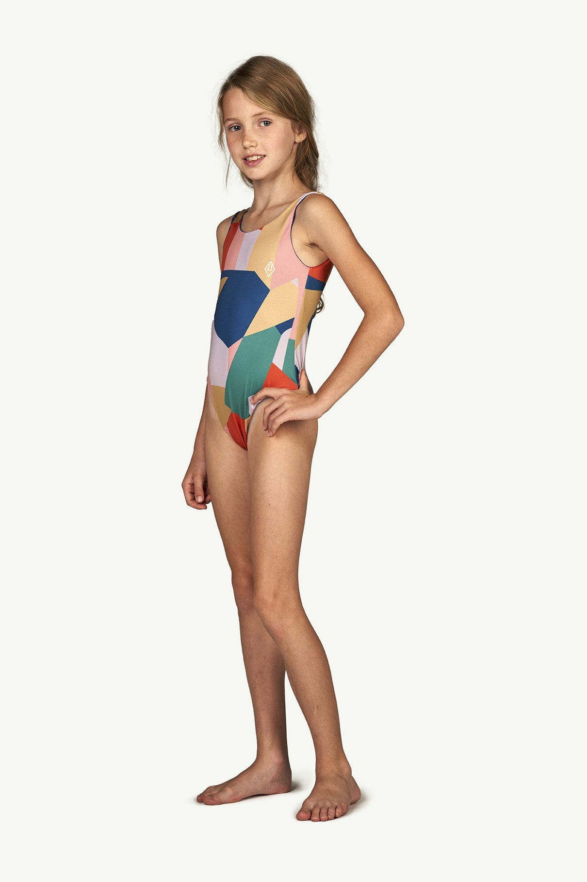 Lilac Geometric Forms Trout Swimsuit MODEL FRONT