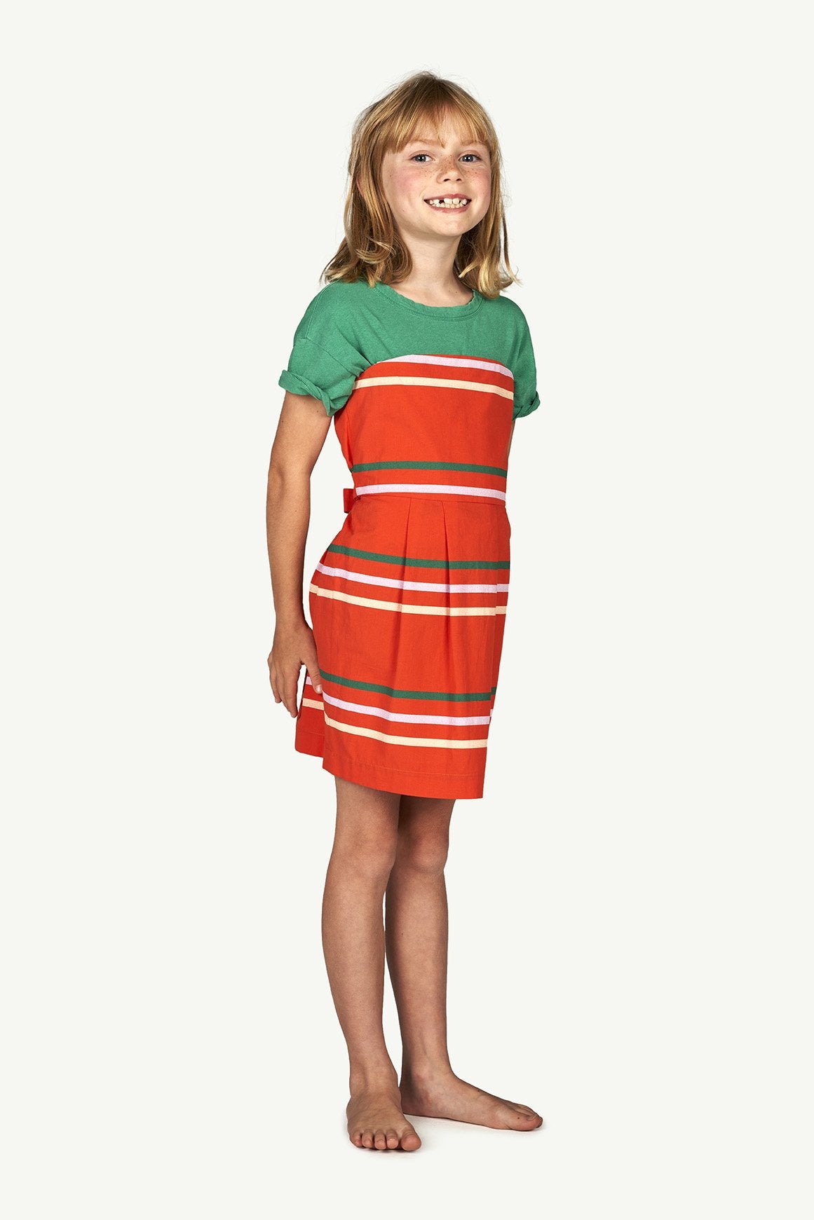 Red Stripes Dragonfly Dress MODEL FRONT