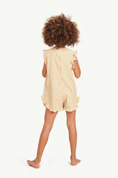 Pink Flowers Squirrel Jumpsuit MODEL BACK
