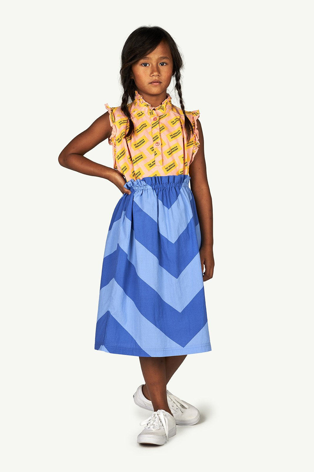 Blue Stripes Kitten Skirt MODEL FRONT