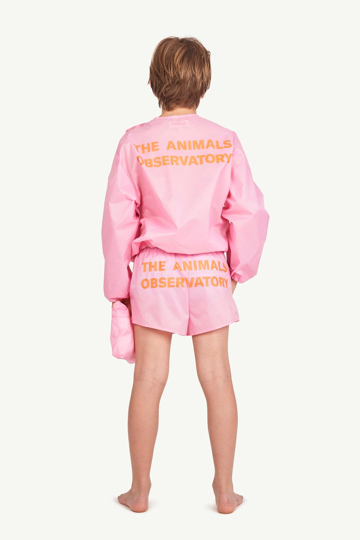 Soft Pink Logo Puppy Swimsuit MODEL BACK