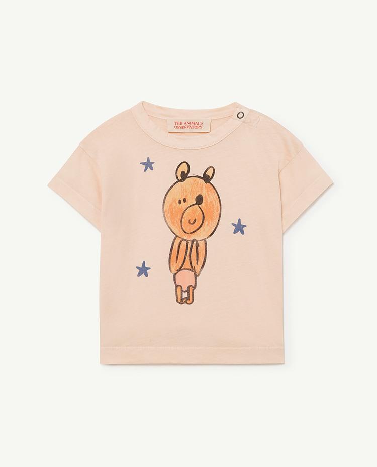 Beige Bear Rooster Oversize Baby T-Shirt COVER