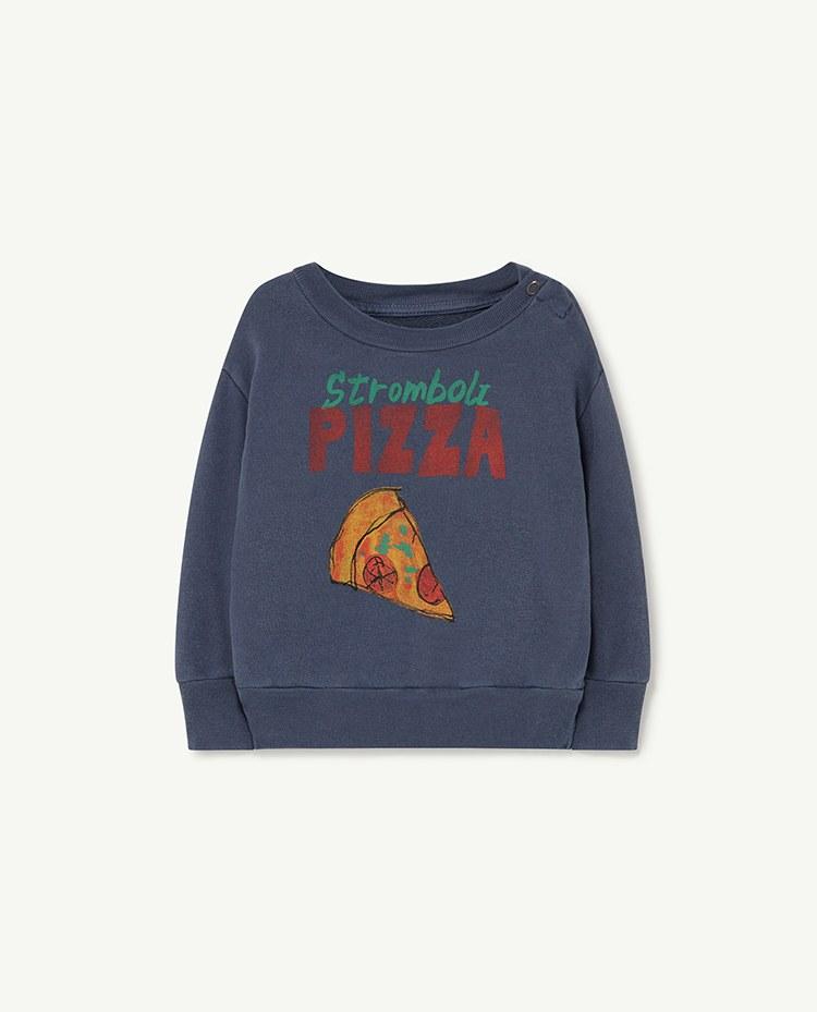 Navy Pizza Bear Baby Sweatshirt COVER