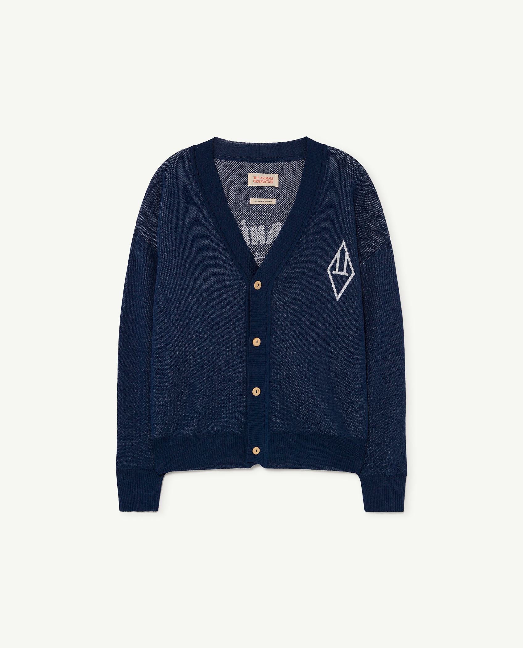 Navy Plain Racoon Cardigan PRODUCT FRONT