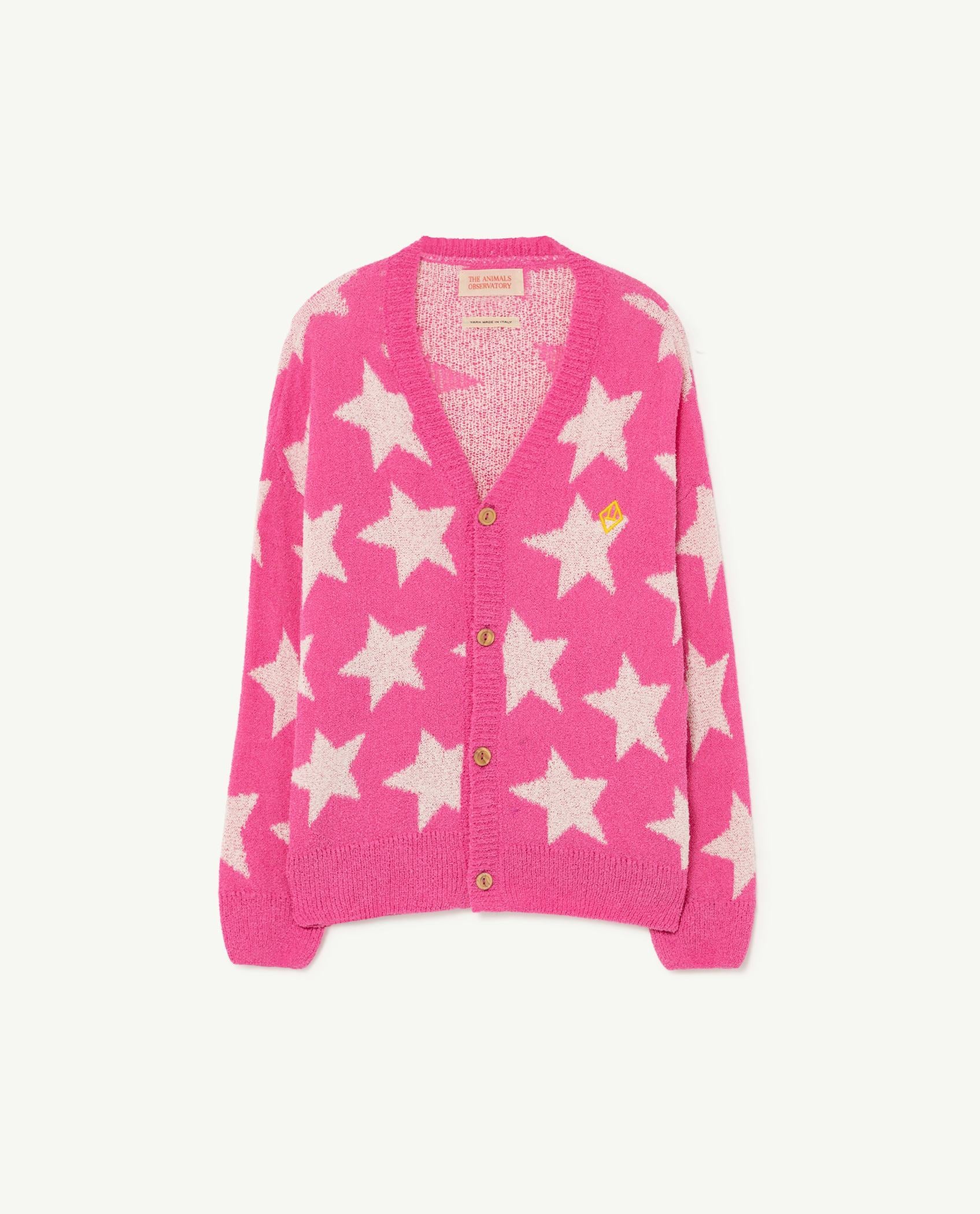 Pink Logo Stars Racoon Cardigan PRODUCT FRONT