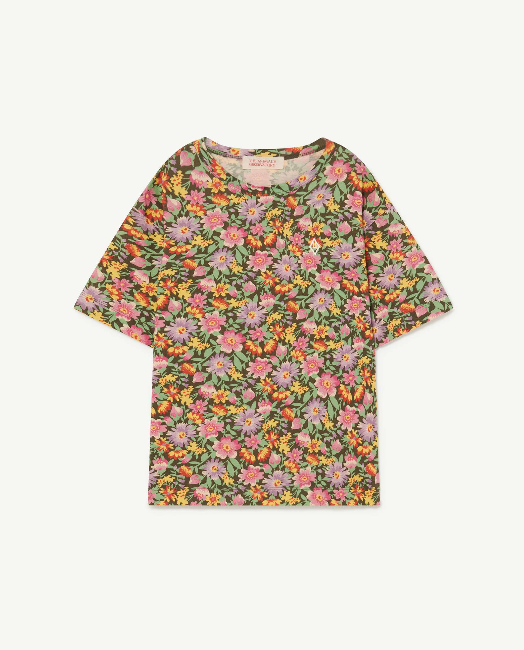 Beige Flowers Rooster Oversize T-Shirt PRODUCT FRONT