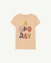 Beige A Good Day Hippo T-Shirt PRODUCT FRONT