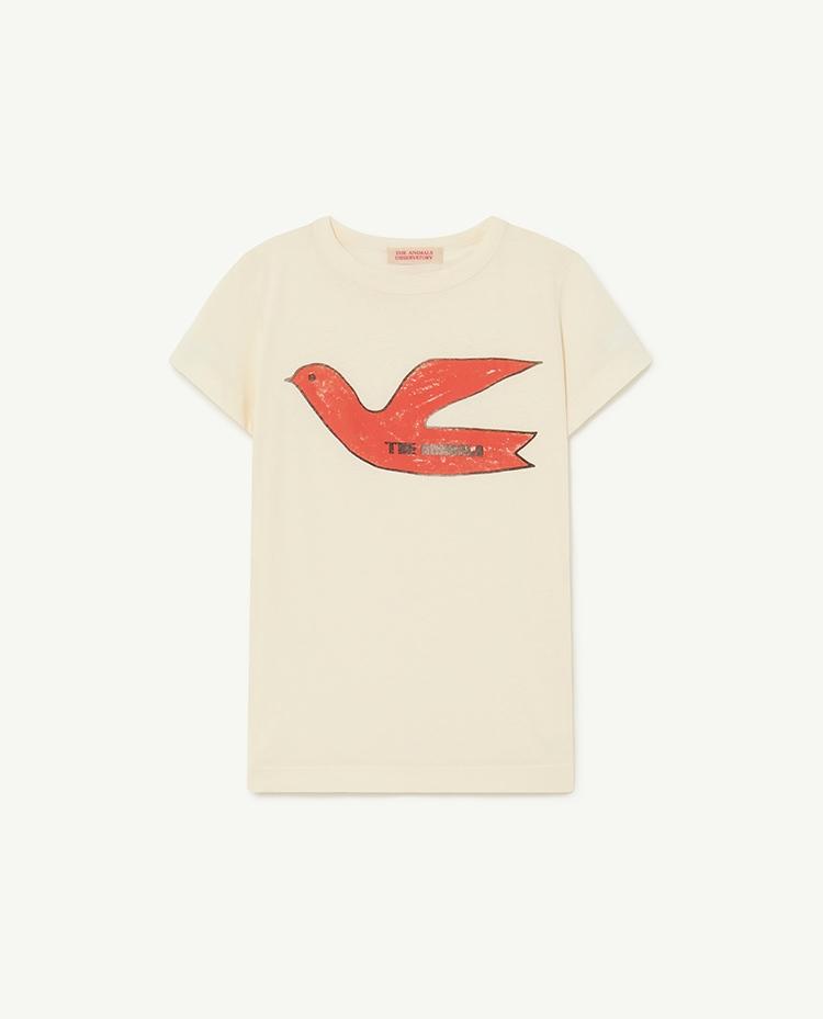 White Red Bird Hippo T-Shirt COVER
