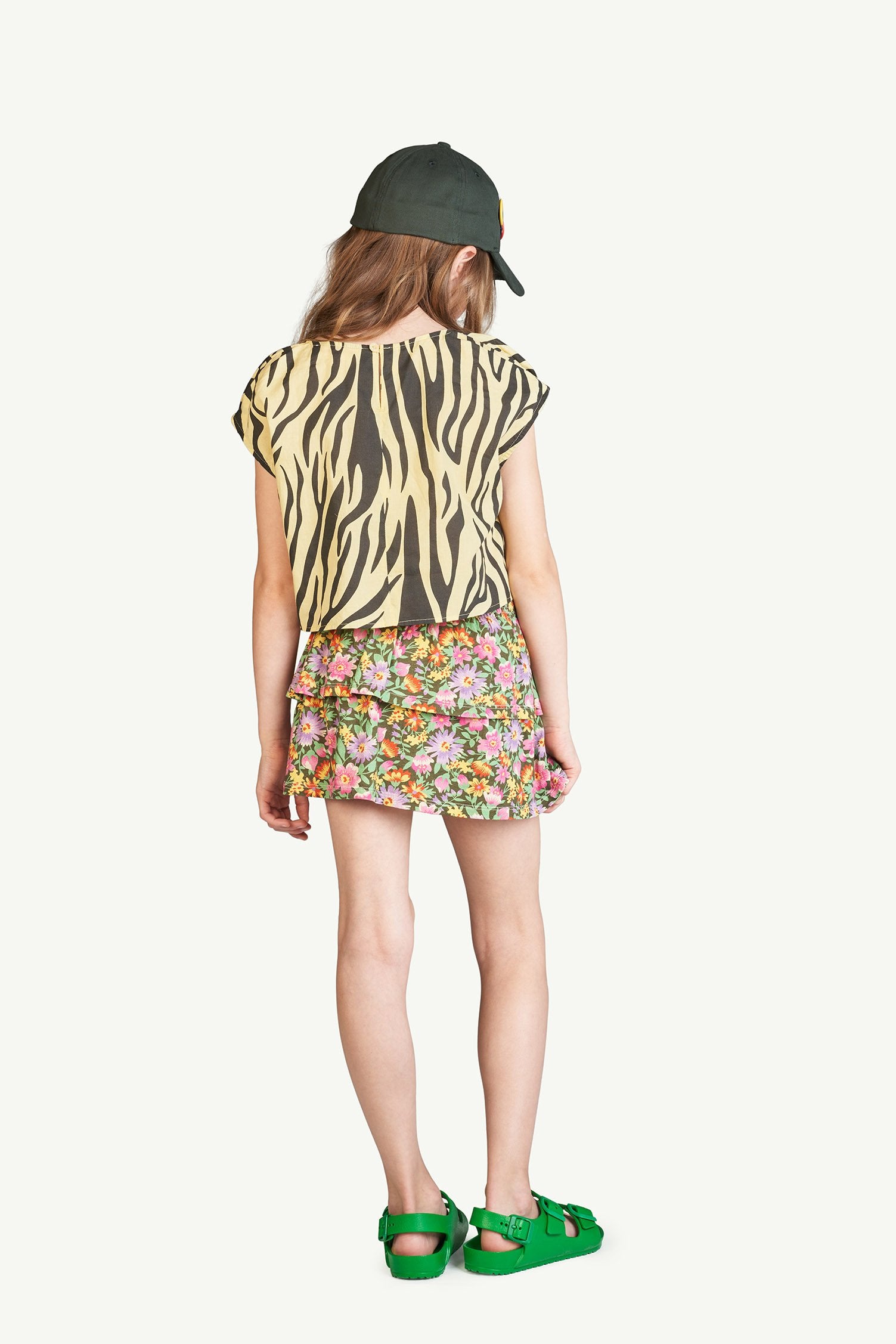 Beige Flowers Kiwi Skirt MODEL BACK