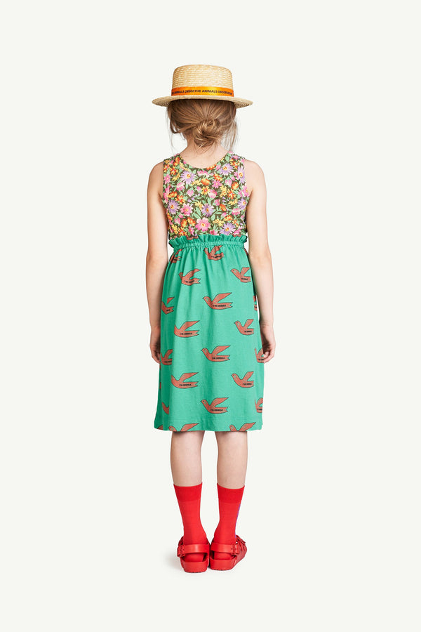 Green Birds Kitten Skirt MODEL BACK