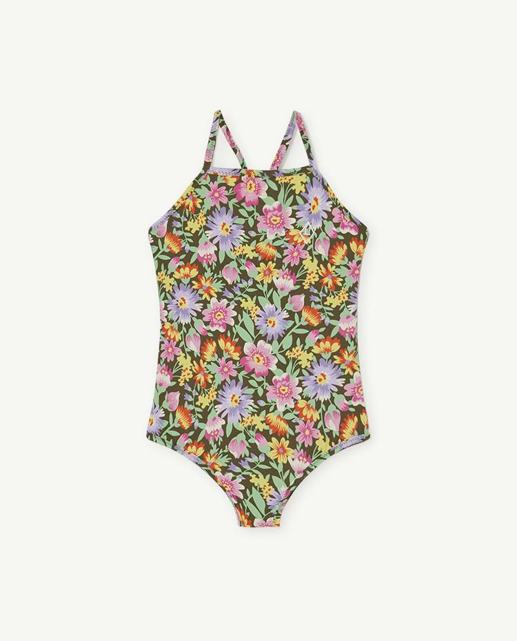Deep Brown Flowers Trout Swimsuit COVER