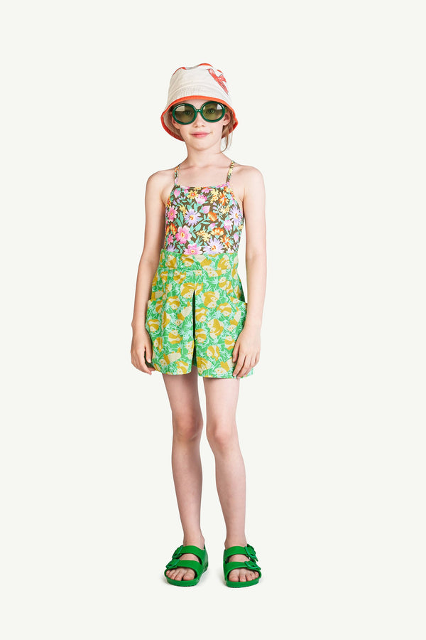 Deep Brown Flowers Trout Swimsuit MODEL FRONT