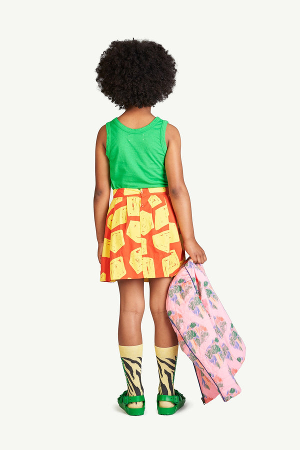 Red Cubes Turkey Skirt MODEL BACK