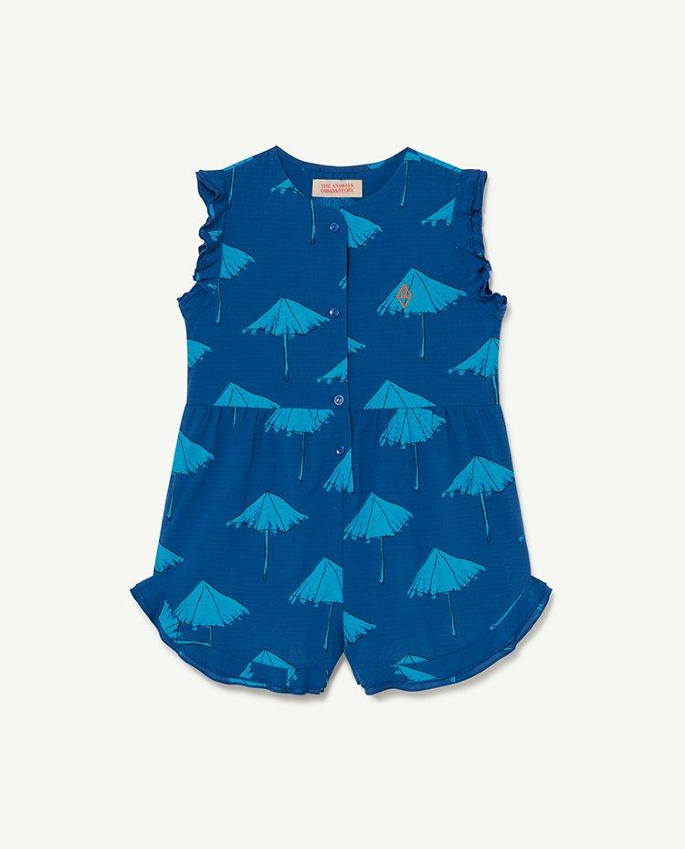Deep Blue Umbrellas Squirrel Jumpsuit COVER