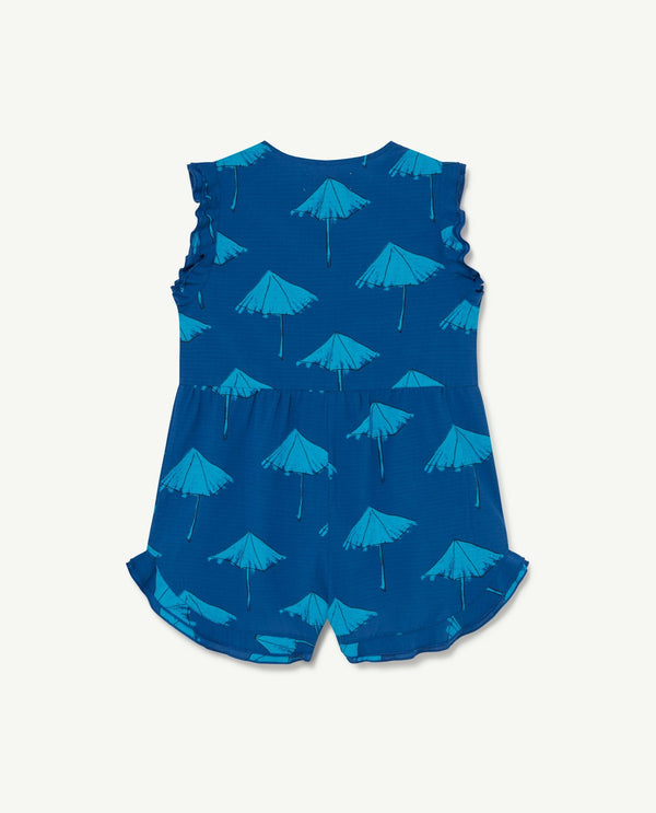 Deep Blue Umbrellas Squirrel Jumpsuit PRODUCT BACK