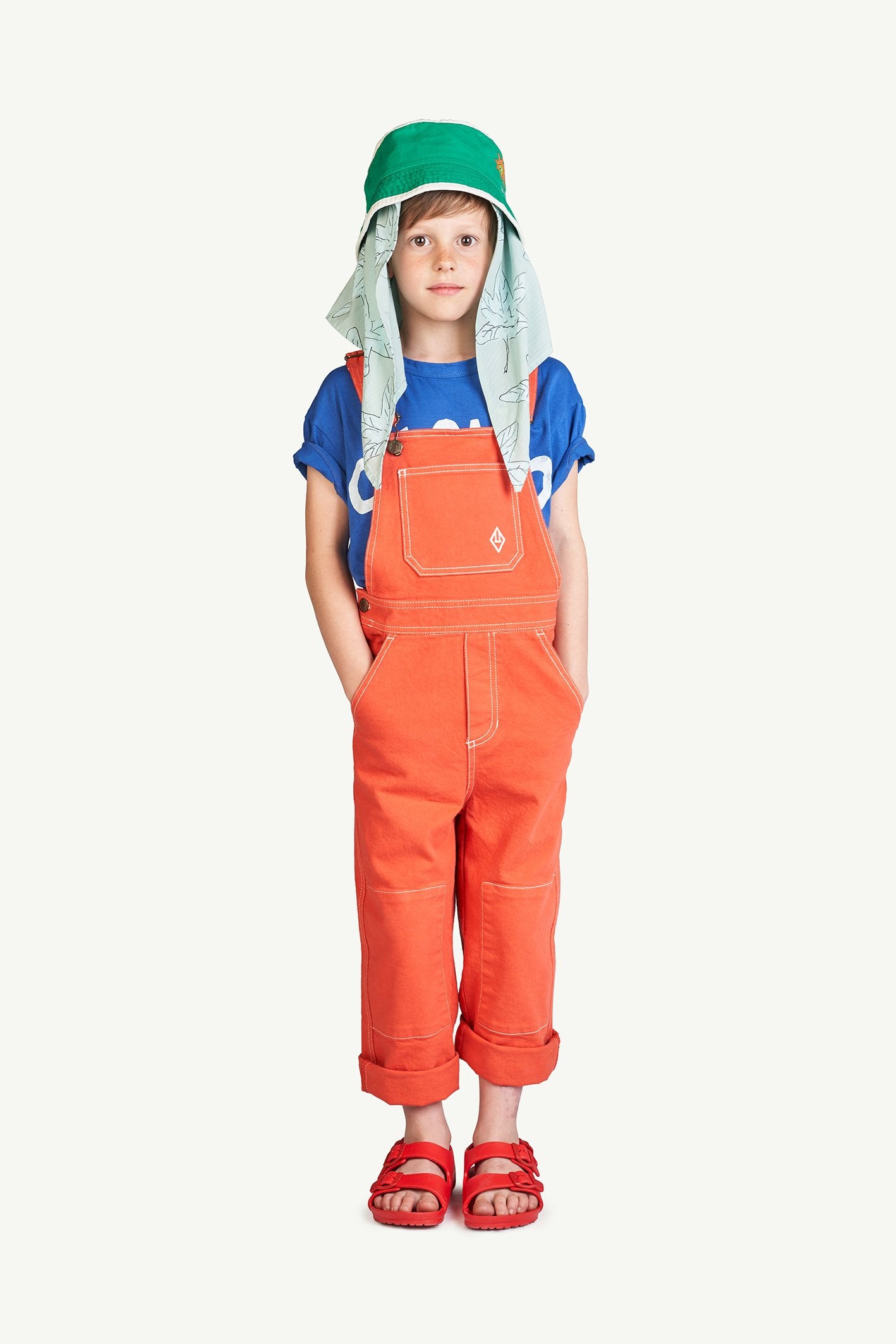 Red The Animals Mule Jumpsuit MODEL FRONT