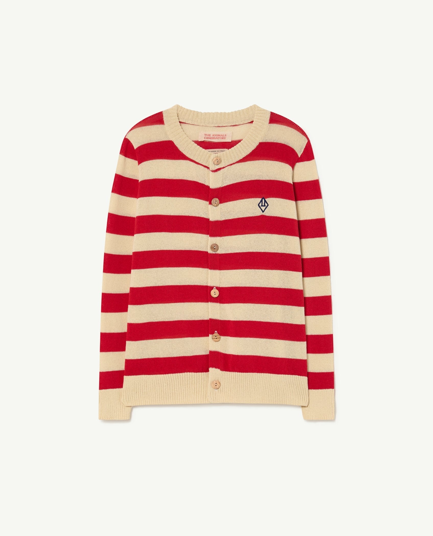 Red Stripes Toucan Cardigan PRODUCT FRONT