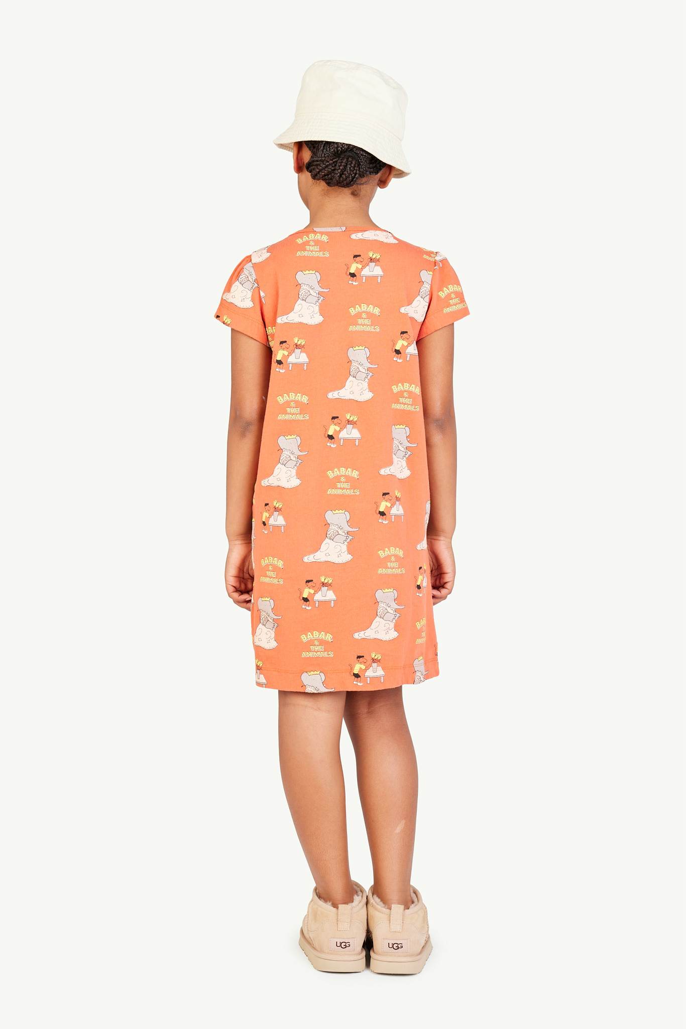 Babar Orange Flamingo Dress MODEL BACK