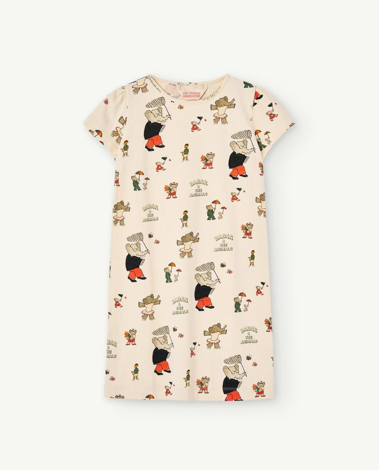 Babar Ecru Flamingo Dress COVER