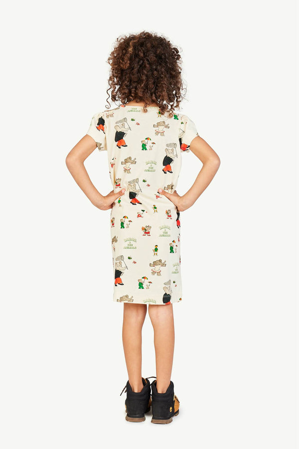 Babar Ecru Flamingo Dress MODEL BACK