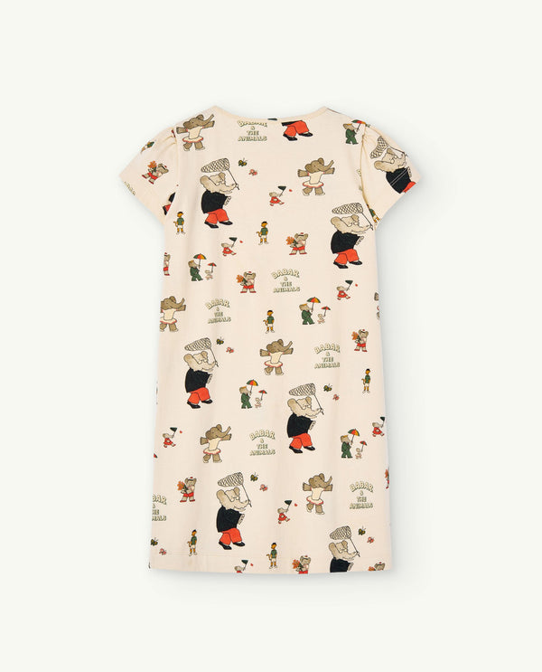 Babar Ecru Flamingo Dress PRODUCT BACK