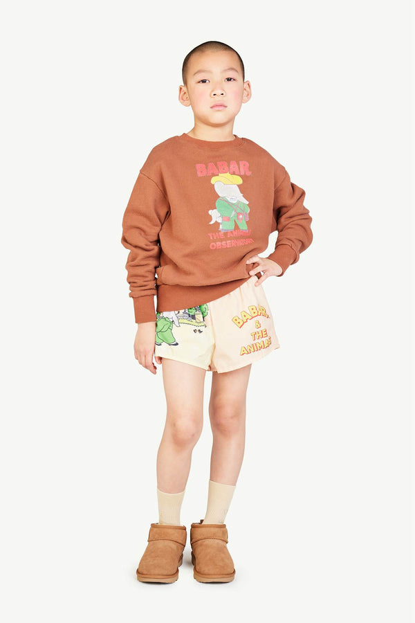 Babar Ecru Puppy Swim Shorts MODEL FRONT