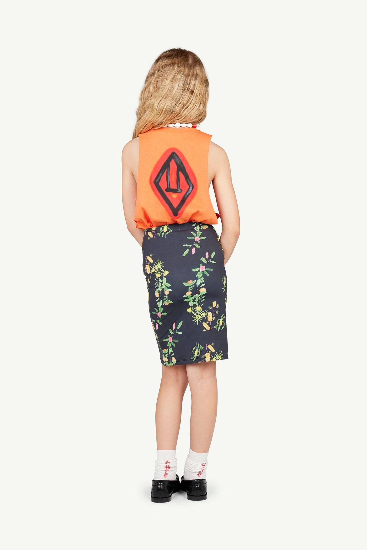 Orange Prawn Tank Top MODEL BACK