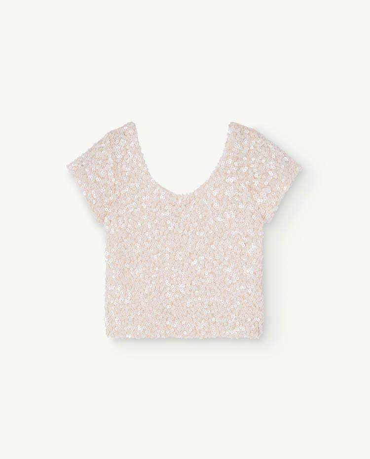 White Sequins Crayfish Crop Top COVER