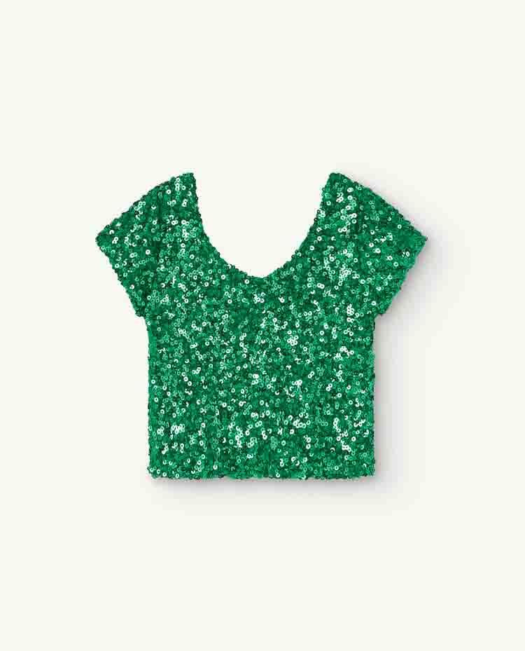 Green Sequins Crayfish Crop Top COVER
