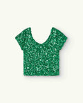 Green Sequins Crayfish Crop Top