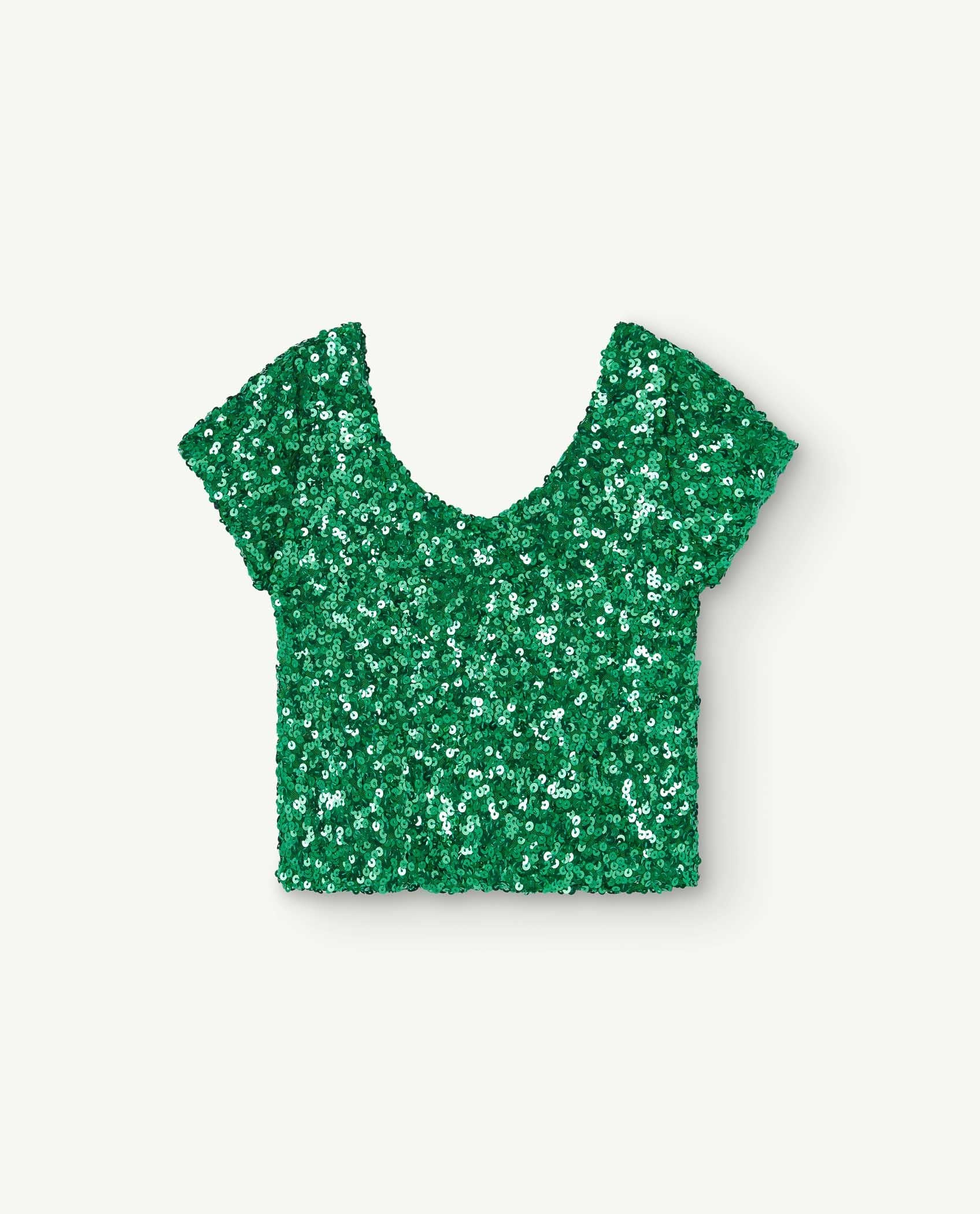 Green Sequins Crayfish Crop Top PRODUCT FRONT