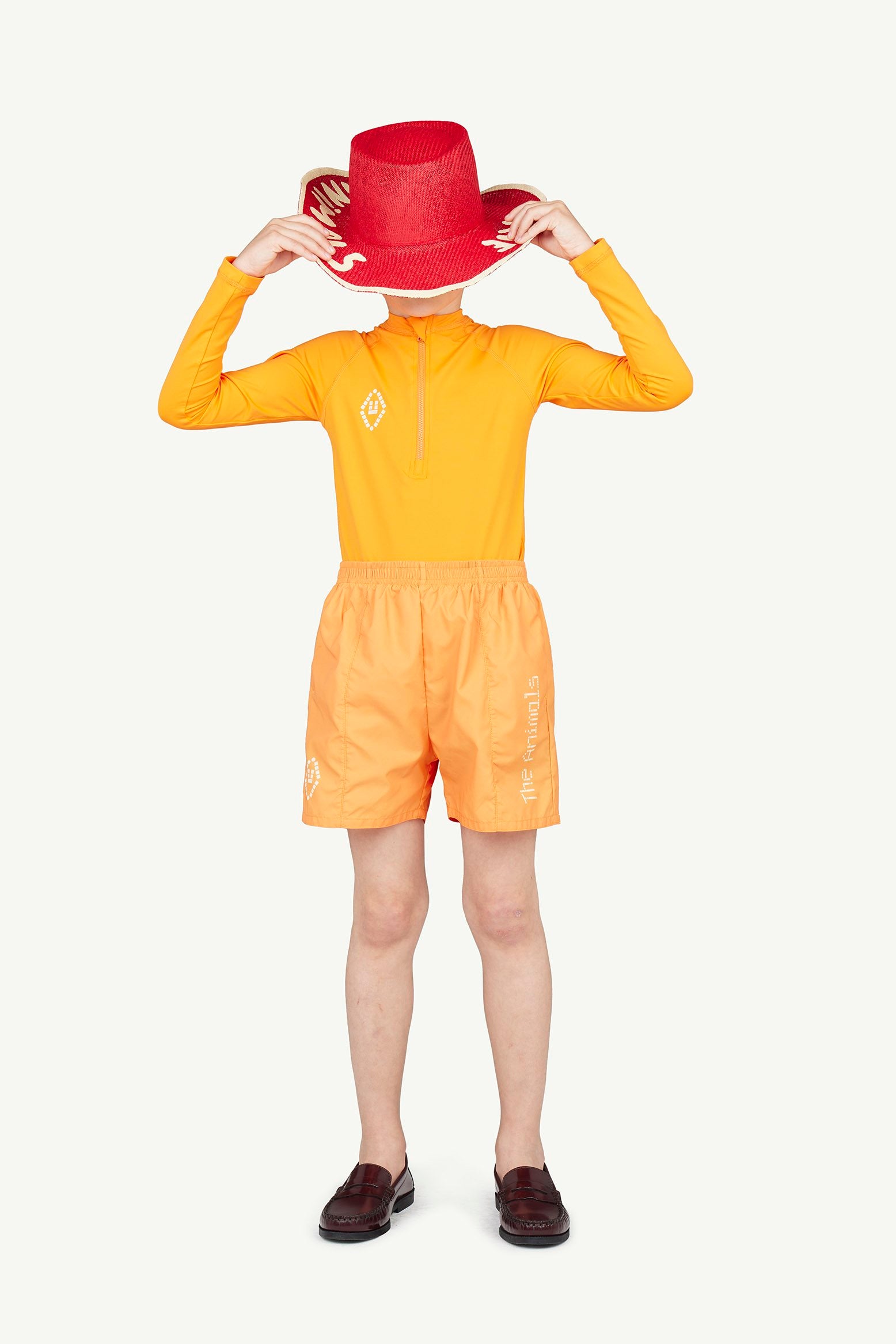 Orange Puppy Swim Shorts MODEL FRONT