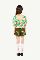 Green Mandrill Blouse MODEL BACK