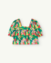 Green Mandrill Blouse PRODUCT FRONT