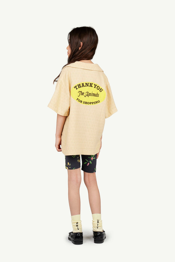 Beige Kangaroo Short Sleeve Shirt MODEL BACK