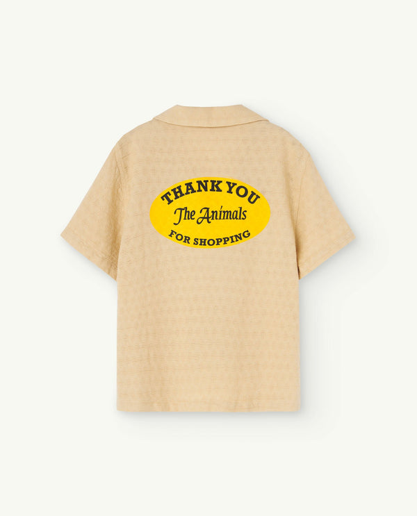 Beige Kangaroo Short Sleeve Shirt PRODUCT BACK