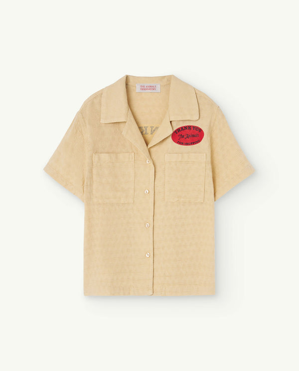 Beige Kangaroo Short Sleeve Shirt PRODUCT FRONT