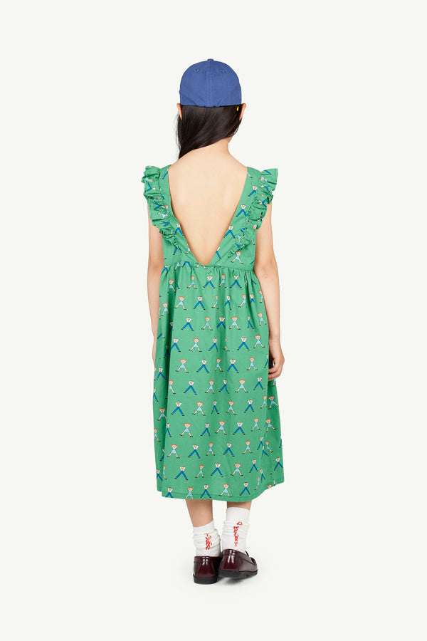 Green Otter Dress MODEL BACK