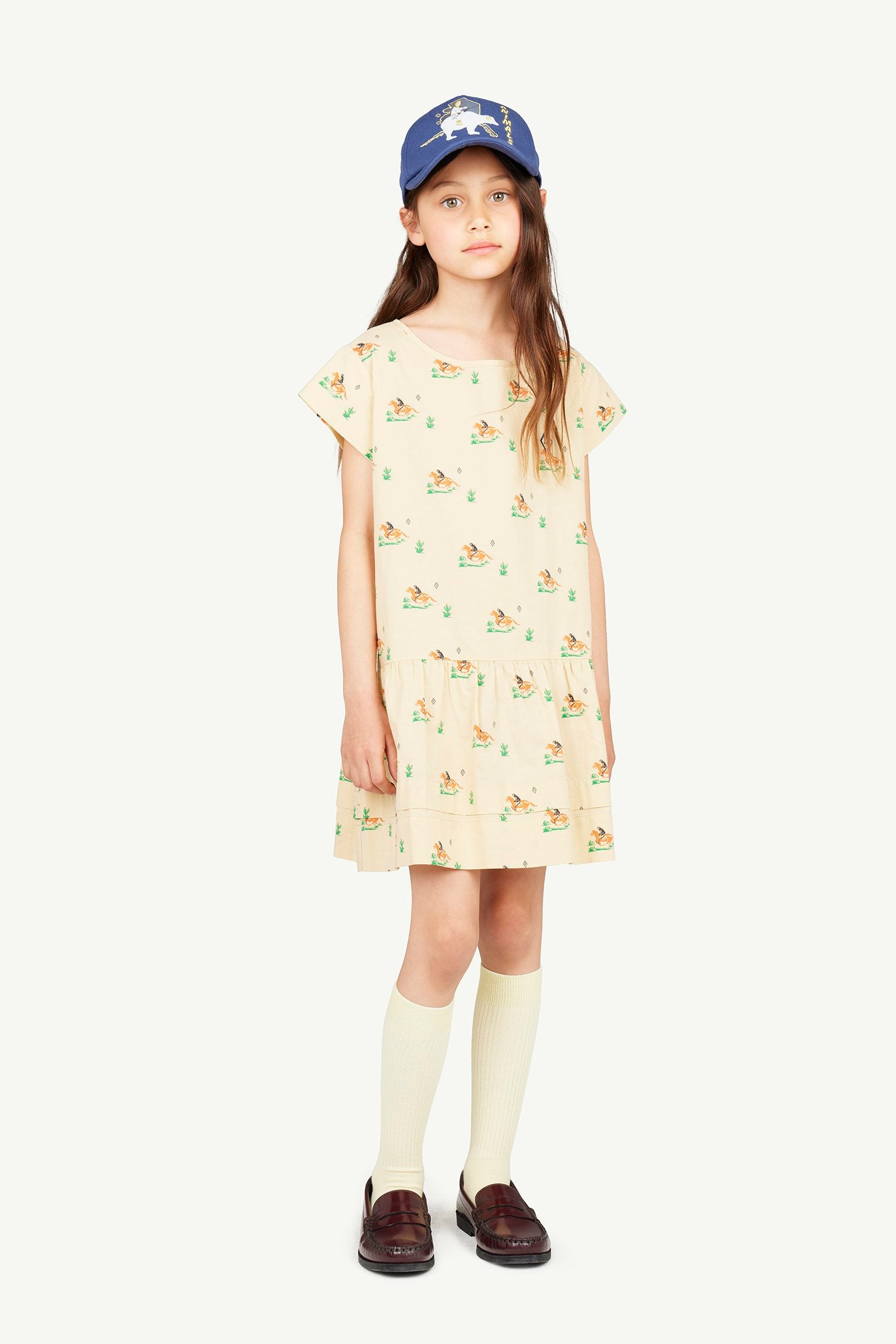Beige Hummingbird Dress MODEL FRONT