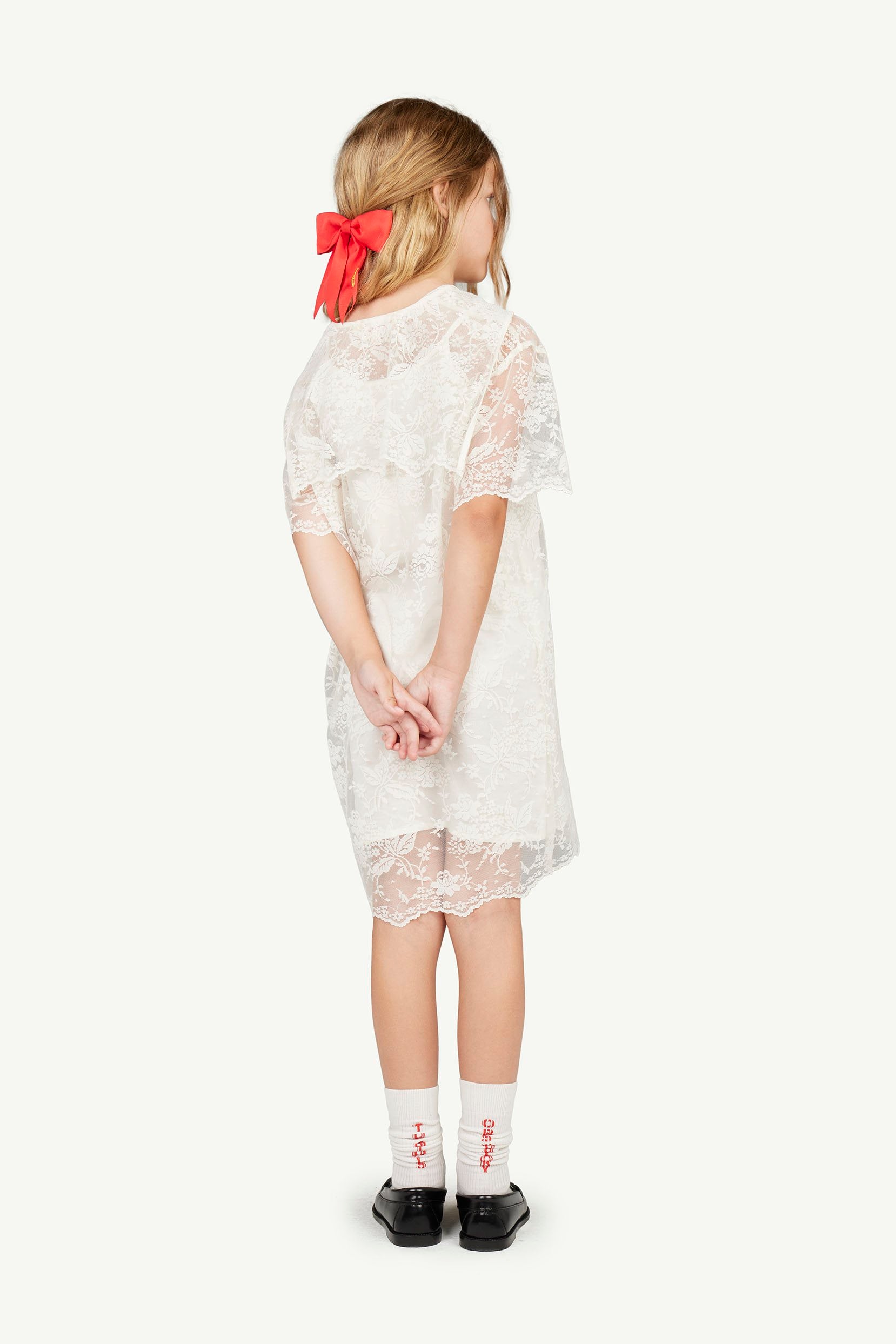 White Ladybird Dress MODEL BACK