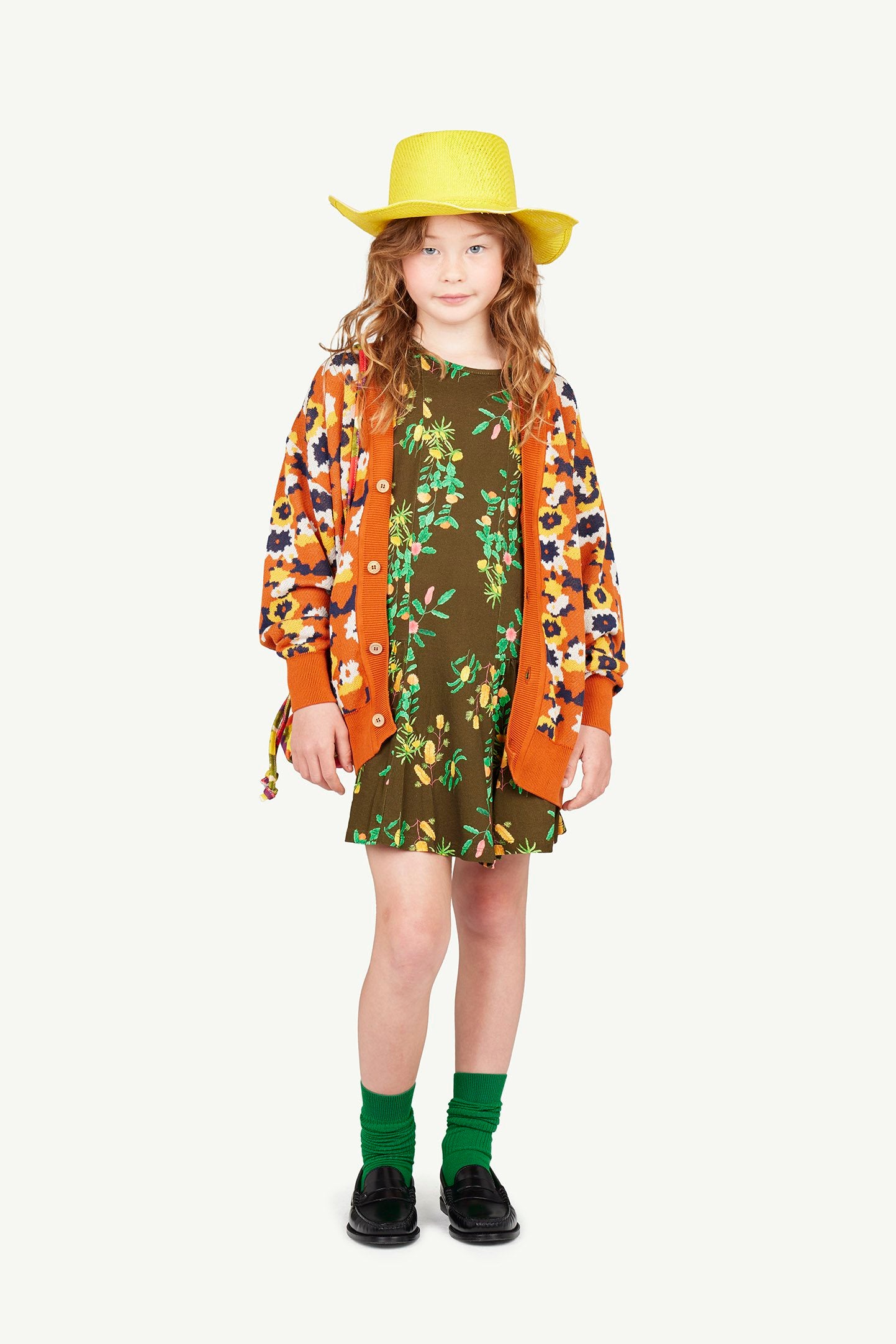 Orange Racoon Cardigan MODEL FRONT