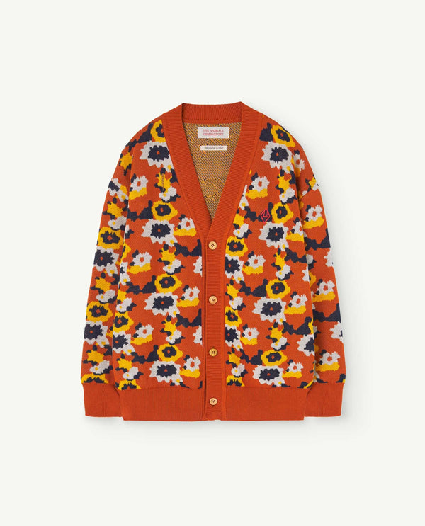 Orange Racoon Cardigan PRODUCT FRONT