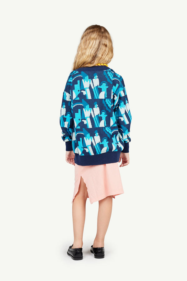 Navy Racoon Cardigan MODEL BACK