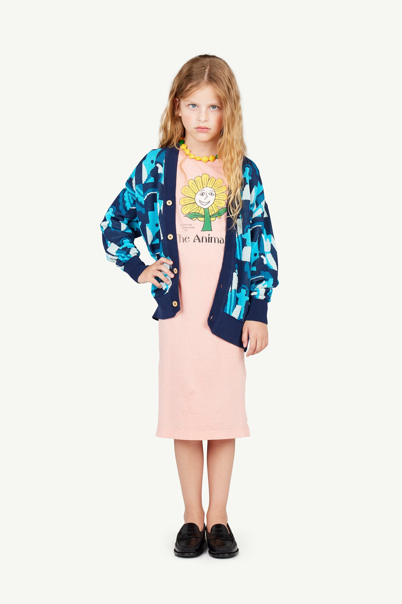 Navy Racoon Cardigan MODEL FRONT