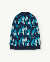 Navy Racoon Cardigan PRODUCT BACK